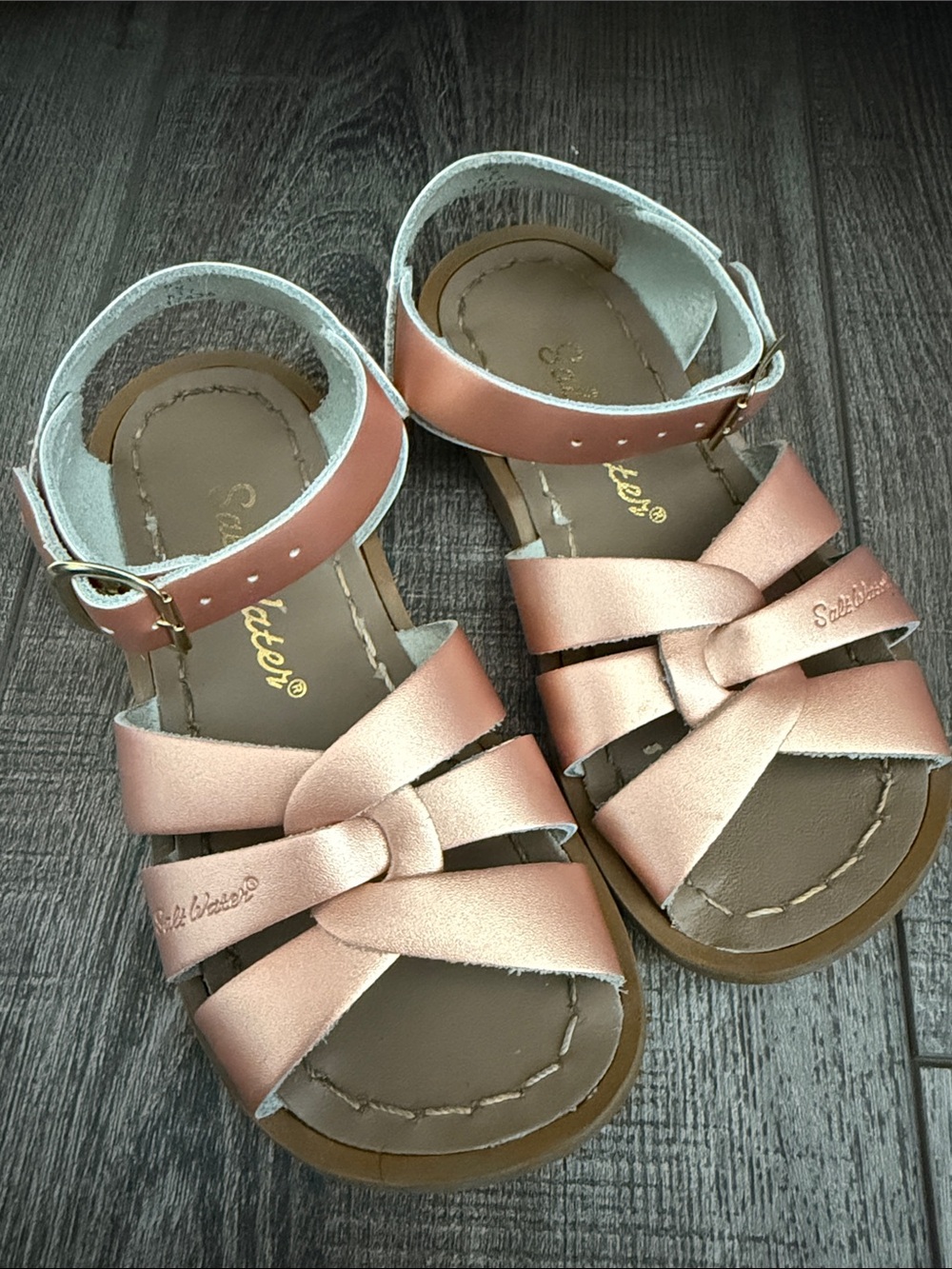 Salt Water Sandals by Hoy Girls Rose Gold Strap Sandals 9